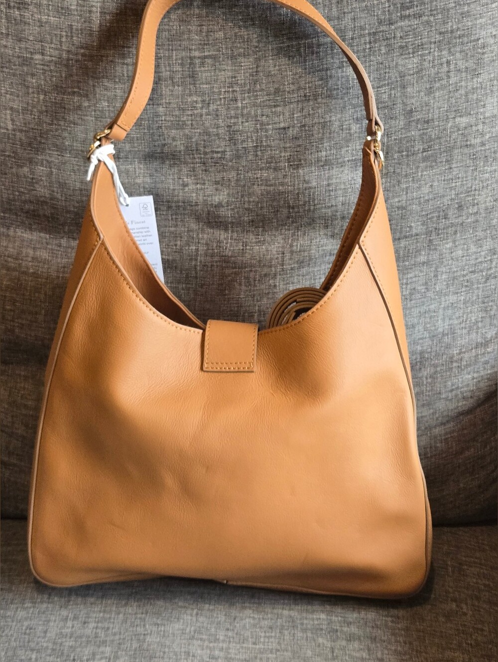 Viola Castellani Italy Leather Flap Over Shoulder Bag Cognac
